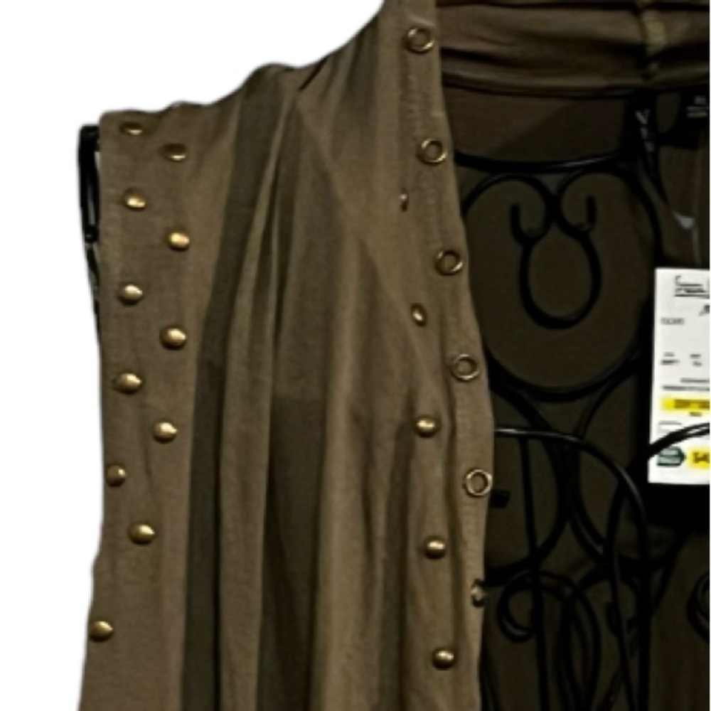 VENINI Open Front Duster Studded Kimmo Sz XL Women Green - Picture 9 of 9